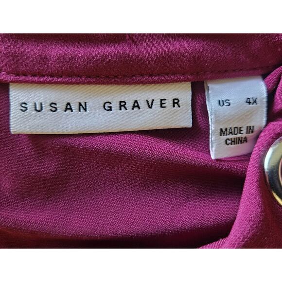 SUSAN GRAVER Plus 4X Top Grommets Back Keyhole & Tie 3/4 Sleeve Liquid Knit 58" - Picture 3 of 6